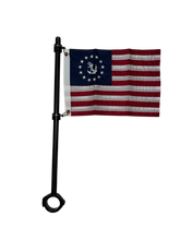 Load image into Gallery viewer, WF6BRM38PI16-28BK, Burgee Rail Mount 28" Long Pole, Heavy Duty, 2.38" Rail Size - Black 316 Stainless