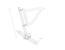 Load image into Gallery viewer, WF6BRM36PI-24, Burgee Rail Mount 24" Long Pole, Heavy Duty, 2.25" Rail Size - 316 Stainless Steel