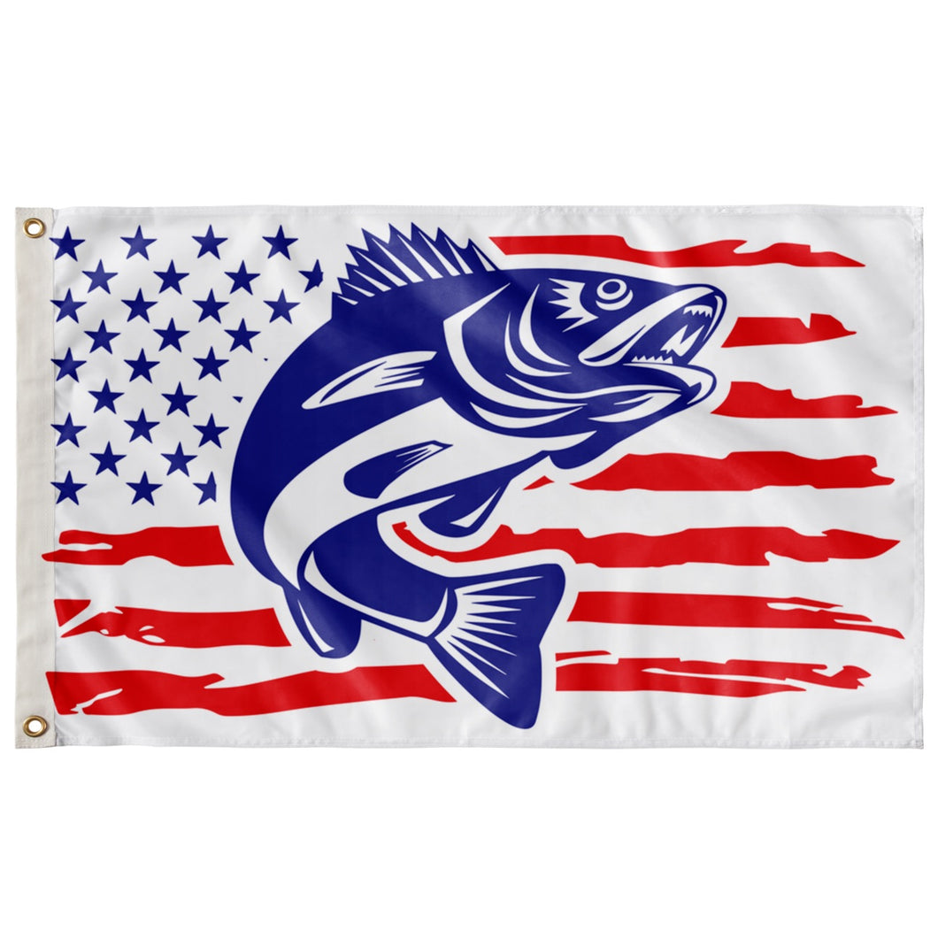 FLAG - Blue Stars and Stripes with Fish