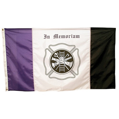 Flag, Nylon Mourning Flag 3' x 5', - Fireman