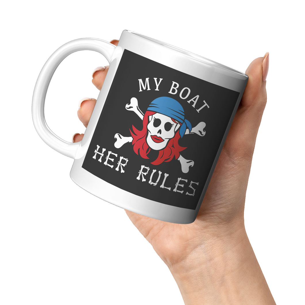 Mug - Ceramic 11oz, My Boat Her Rules Skull