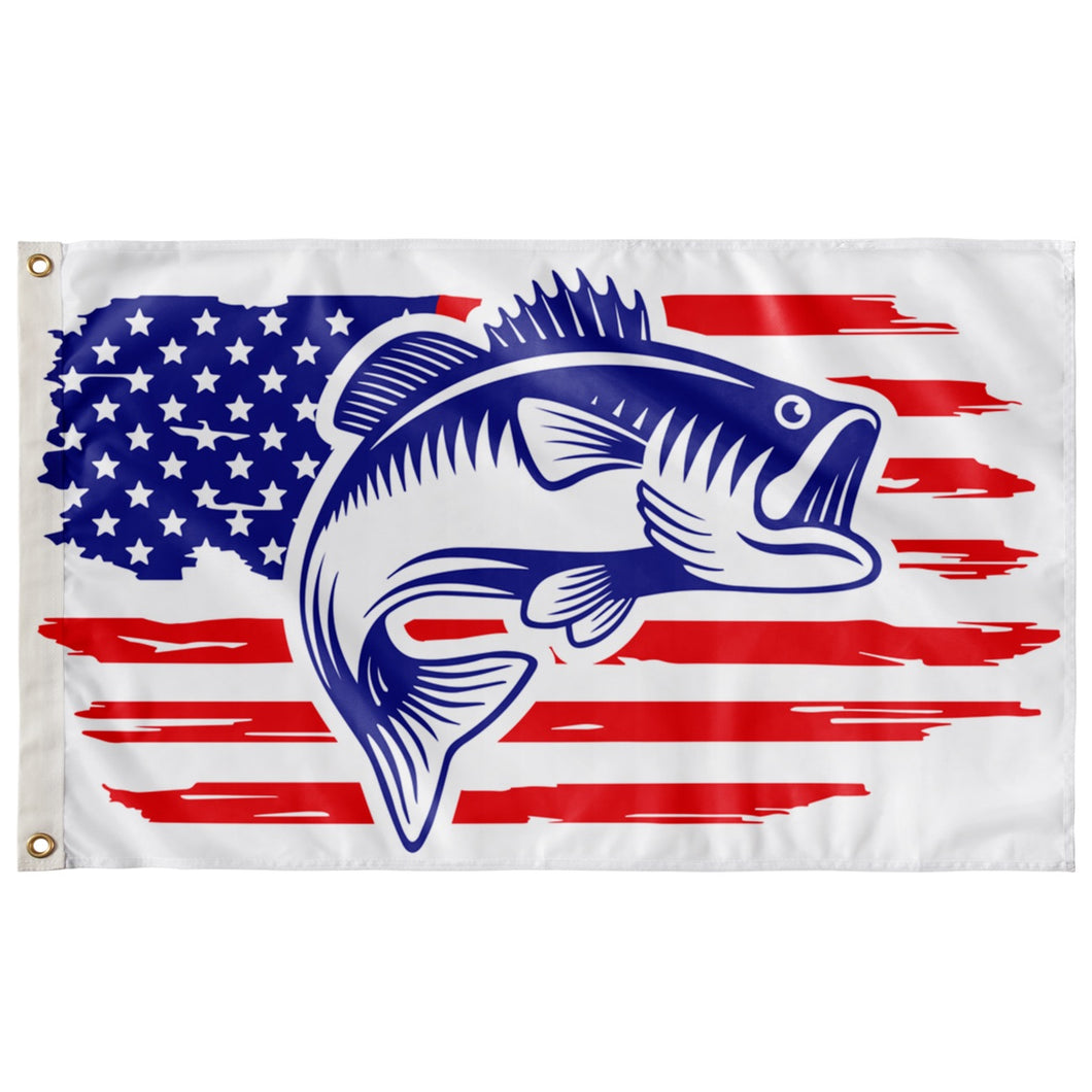 FLAG - White Stars and Stripes with Fish