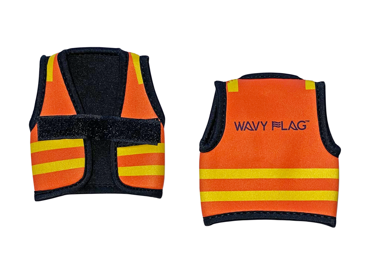 KOOZIE, Safety Vest Bottle or Can Holder Wavy Flag