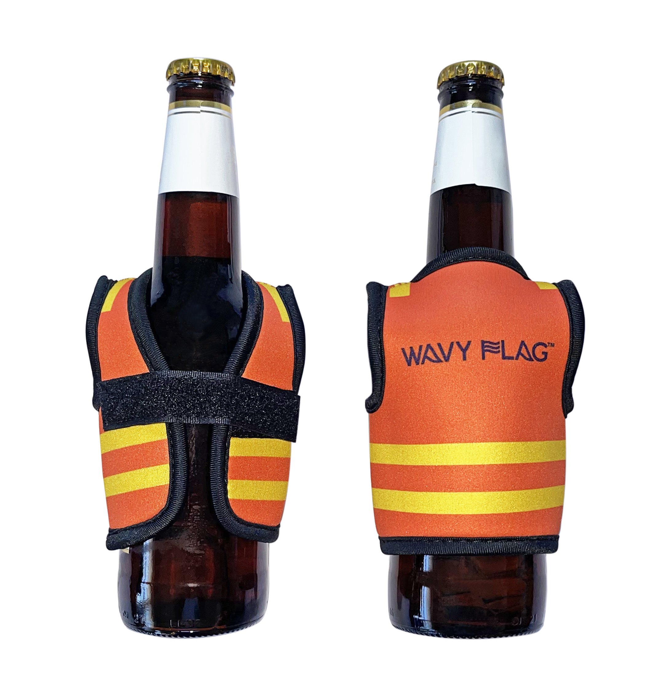 KOOZIE, Safety Vest Bottle or Can Holder – Wavy Flag
