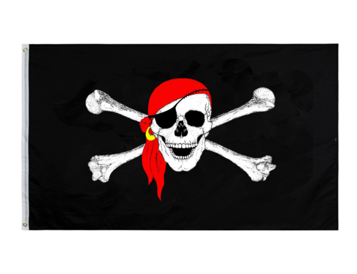 Flag - Jolly Rogers with red bandana, 3' x 5'