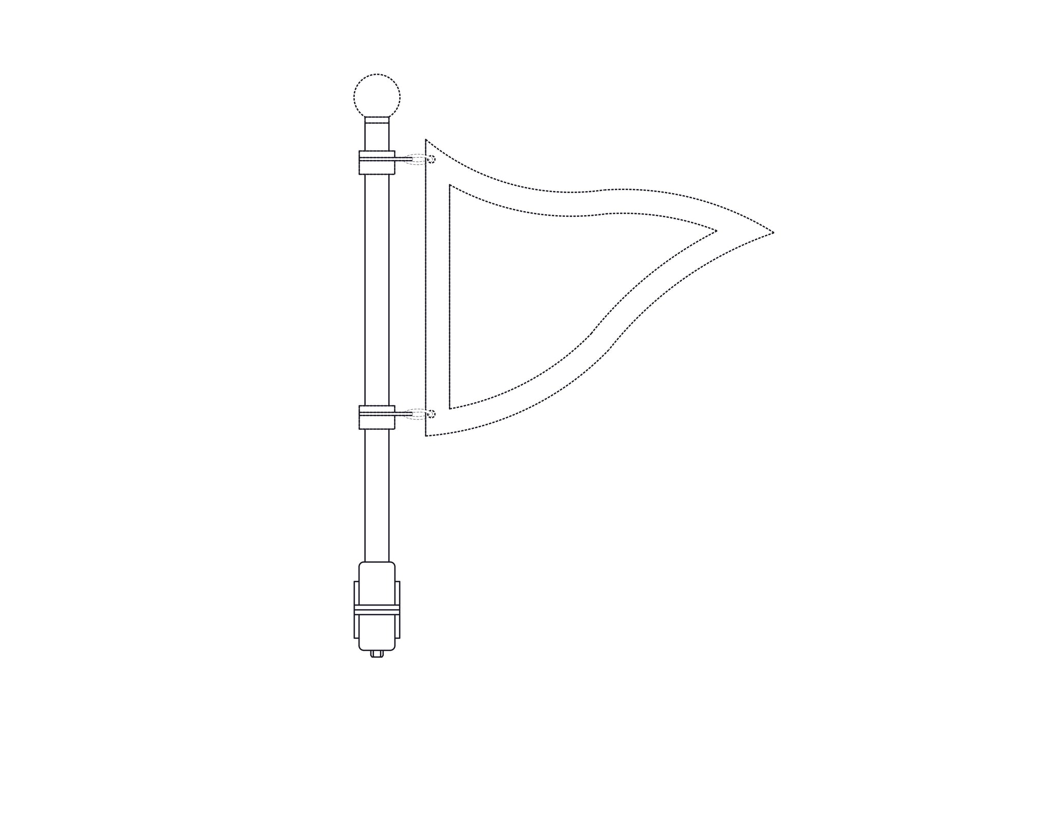 Burgee Mount Burgee Rail Mount Pole, Heavy Duty, 1-1/4